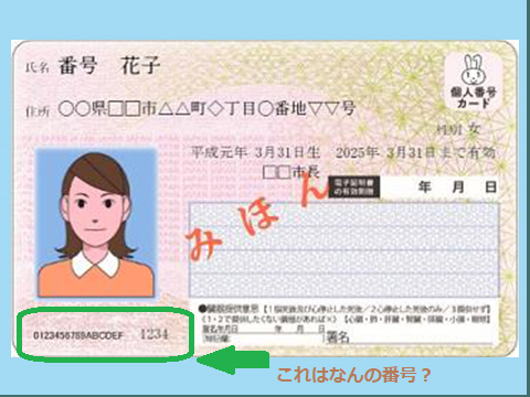 マイナンバーカードおもてのコード